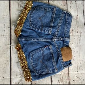 Levi's Urban Renewal High Rise Sequins Denim Short